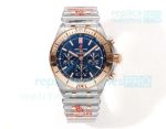 BLS Factory Clone Breitling Chronomat B01 Rose Gold Blue Watch